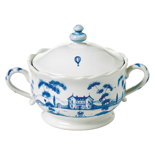 Country Estate Delft Blue Lidded Sugar/Jam Bowl Main House