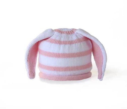 Hat with Bunny Ears and White Stripes