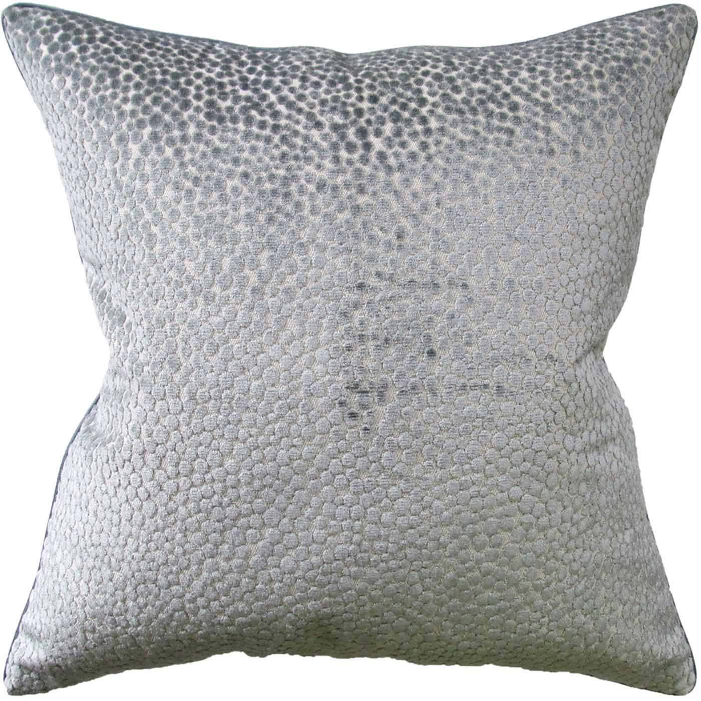 22x22 Pillow-Piped Polka Dot Plush Mineral