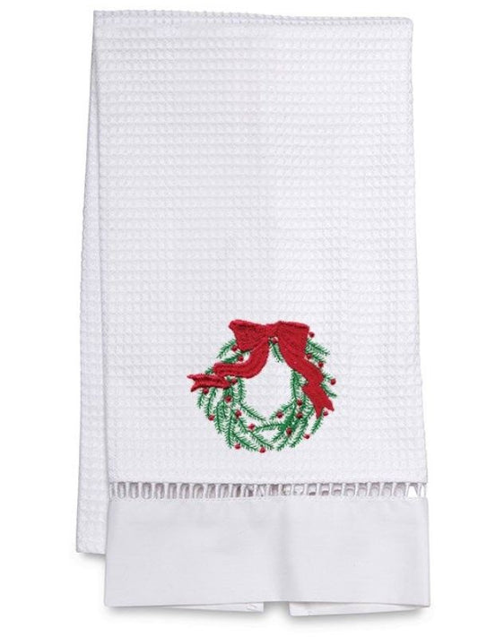 Waffle Guest Towel - Christmas Wreath