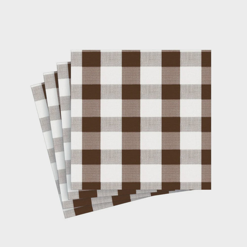 Gingham Chocolate Cocktail Napkin