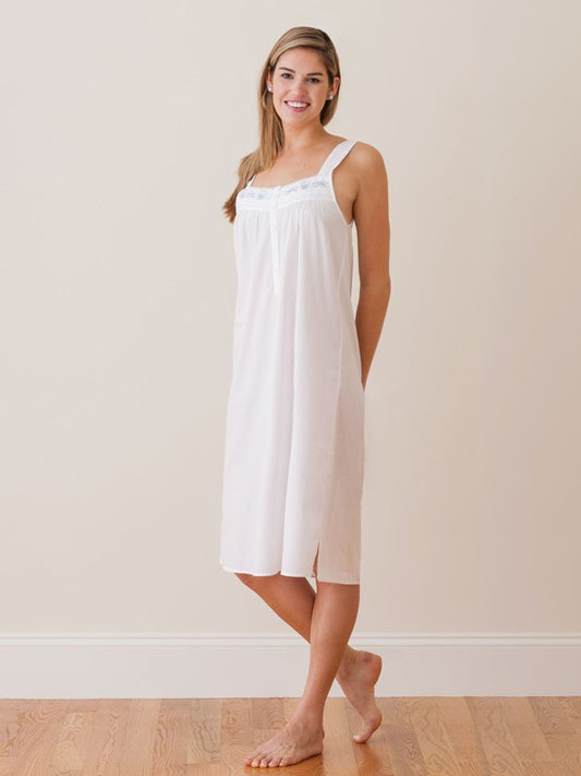 Seaside White Cotton Nightgown