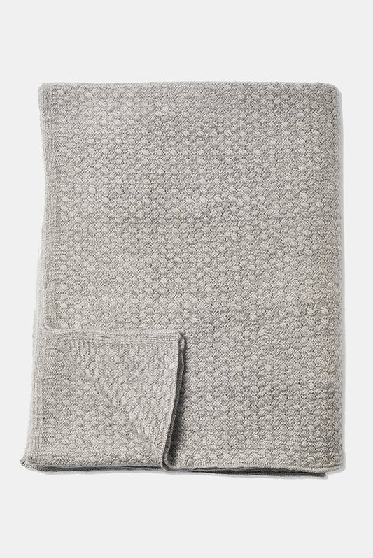 Safira Chunky Knitted Cashmere Throw Beige/Soft Grey