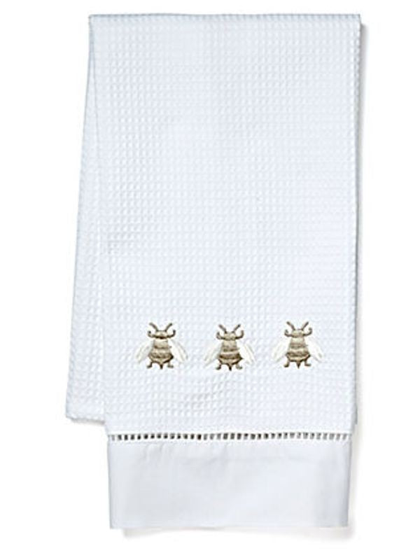 Waffle Guest Towel, Three Napoleon Bees Beige