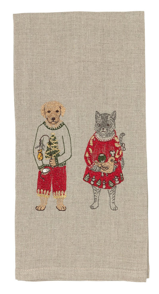 Gifting Cat and Dog Tea Towel