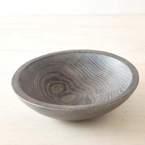 Ebonized Round Oak Bowl with Milk Paint Finish