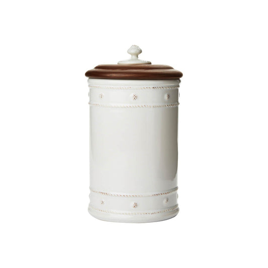 Berry & Thread Whitewash 10" Canister with Wooden Lid