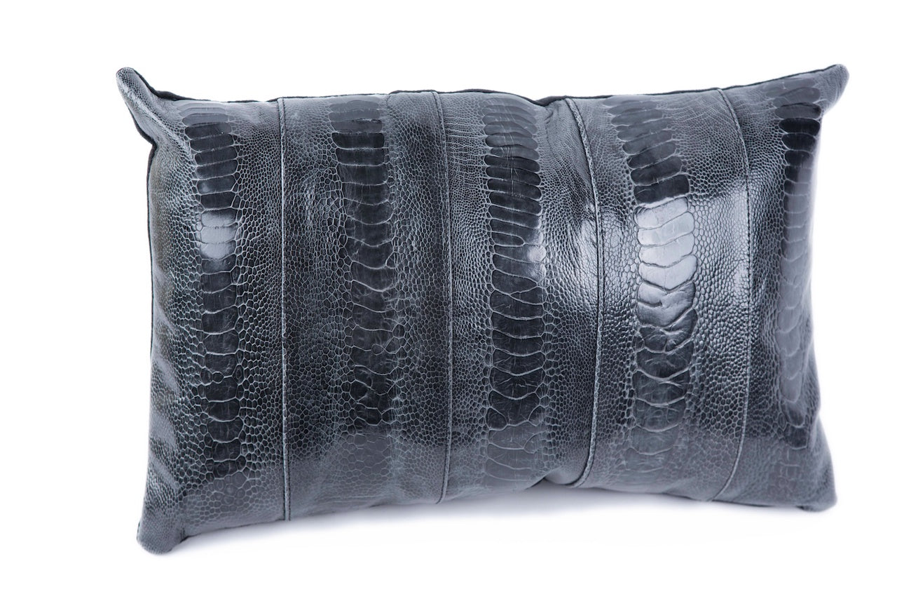 Charcoal Ostrich Shin Pillow 12x16