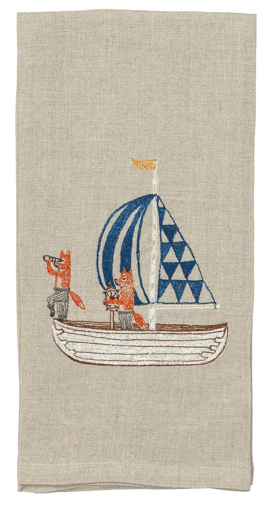 Sailing Foxes Tea Towel