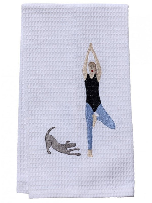 Downward Dog Yoga Girl Waffle Guest Towel