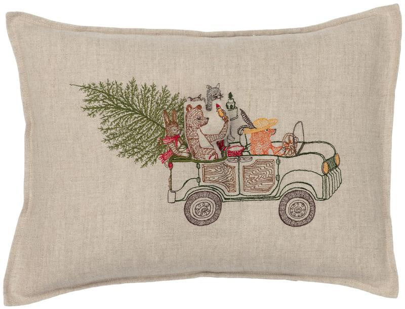 Christmas Tree Car Pocket Pillow with Insert