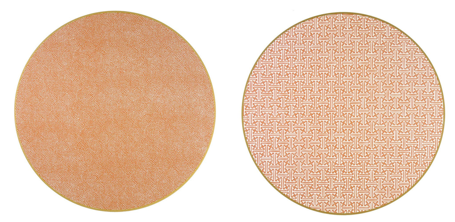 Two Sided Sayagata and Dot Fan Round Placemat