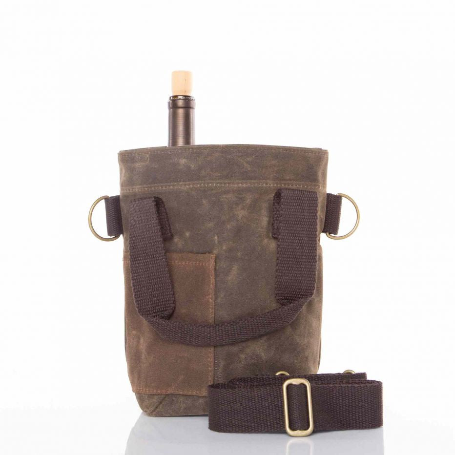 Waxed Canvas Double Wine Bottle Tote