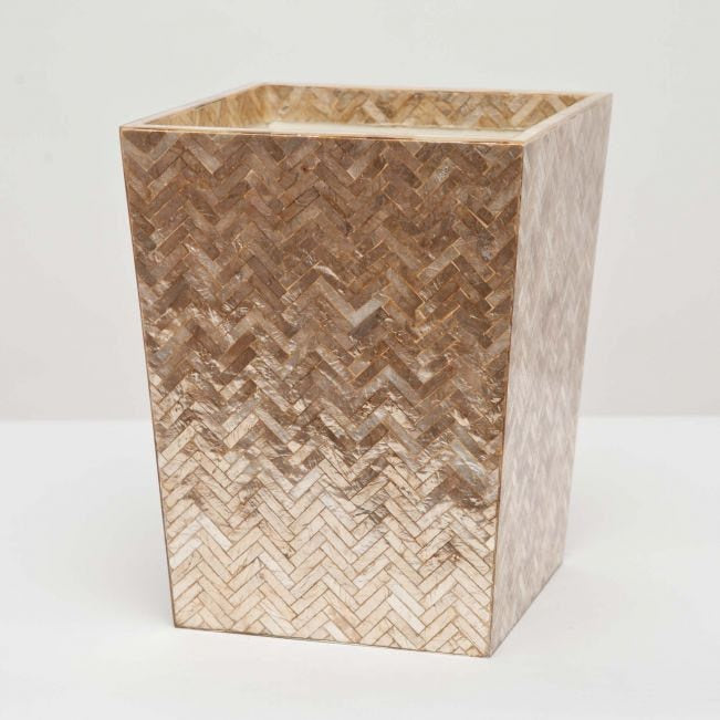 Handa Smoked Herringbone Square Waste Basket