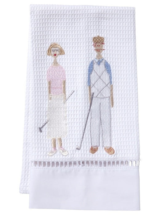 Golf Couple Waffle Guest Towel