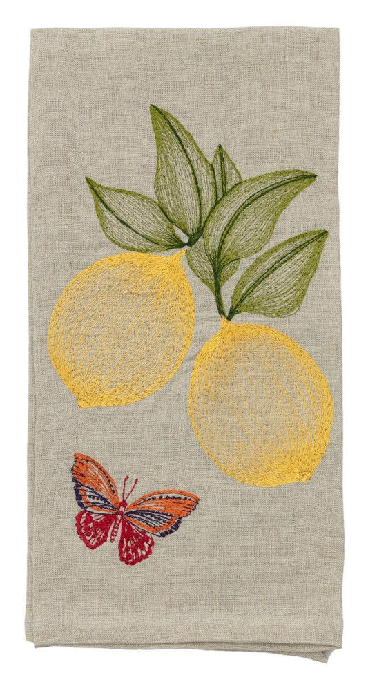 Lemons & Butterfly Tea Towel