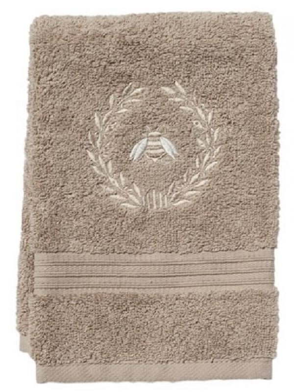 Taupe Terry Guest Towel - Napoleon Bee Wreath (Beige)