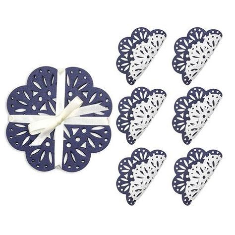 White/Navy Coaster: Fete Set of 6