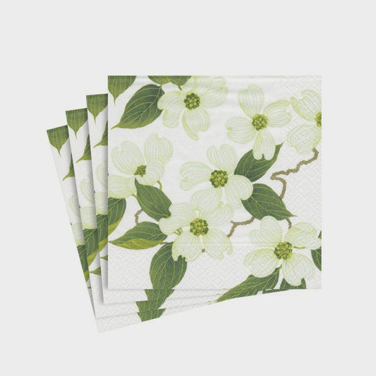 White Blossom Cocktail Napkins