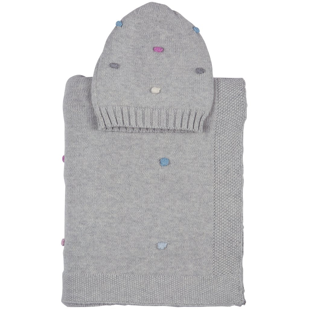 Bubble Knitted Baby Blanket & Beanie Set