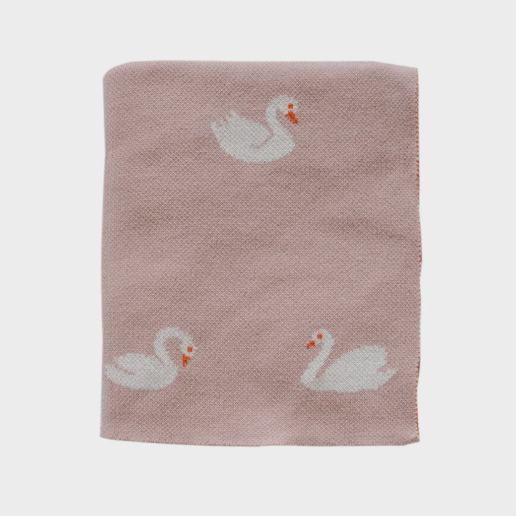 Swan Cotton Knit Baby Blanket