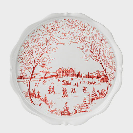 Country Estate Winter Frolic Ruby Pie Dish