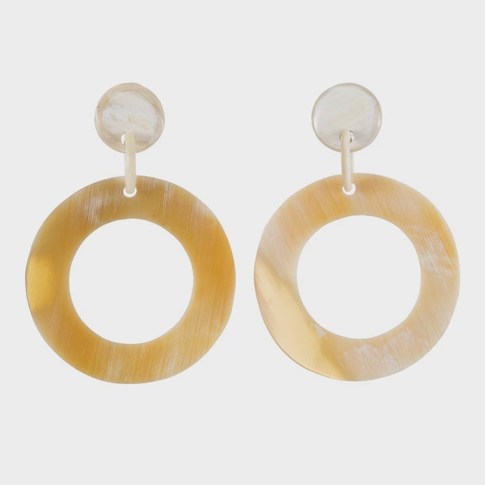 Buffalo Horn Open Circle Earrings