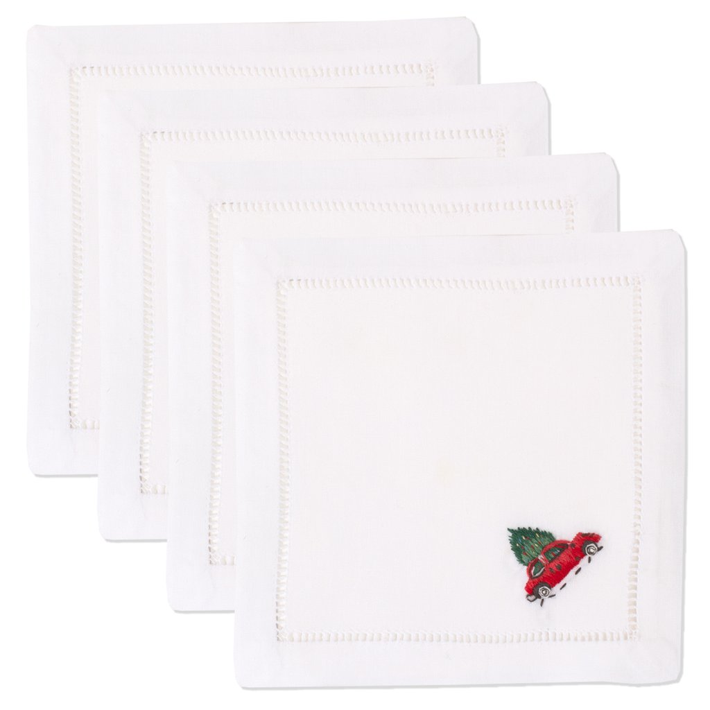 Christmas Tree Car Cocktail Napkin - Set of 4