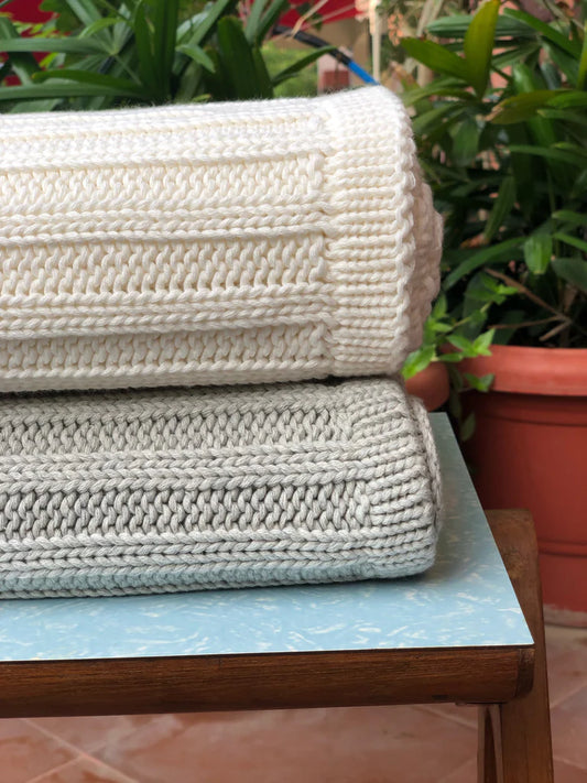 Classic Rib Knit Cotton Throw