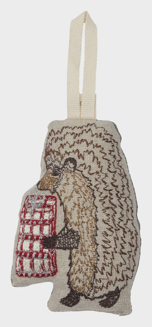 Hedgehog w/ Present Ornament