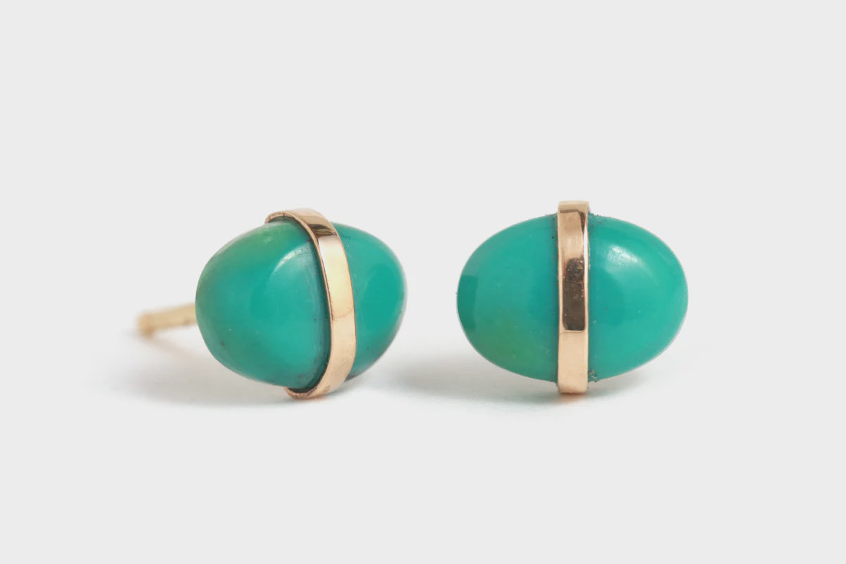 Bezel Wrapped Turquoise Studs