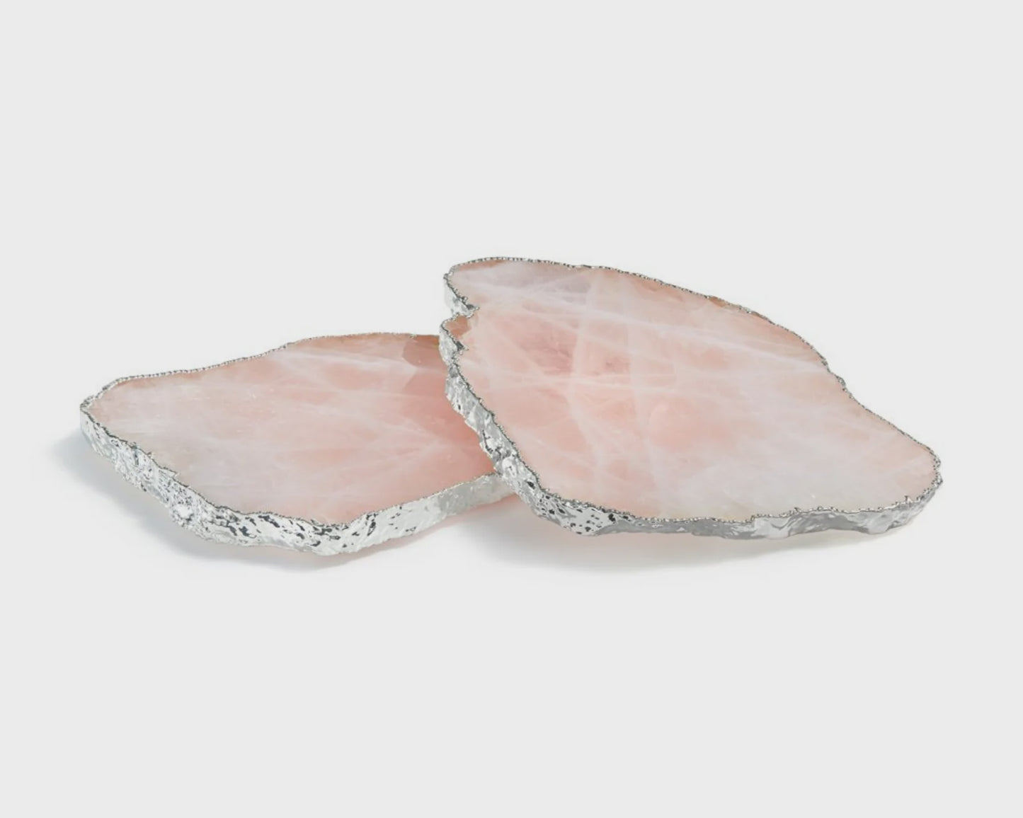 KIVITA Coasters Rose Quartz/silver S/2