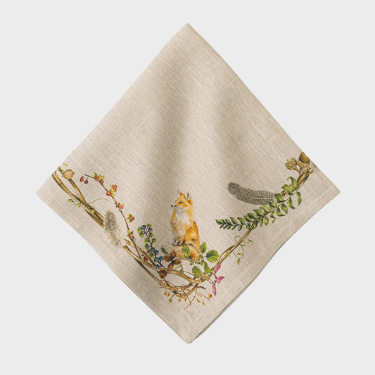 Forest Walk Cafe Au Lait Napkin with Animals