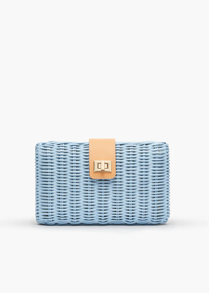 Lou Wicker Straw Clutch Bag