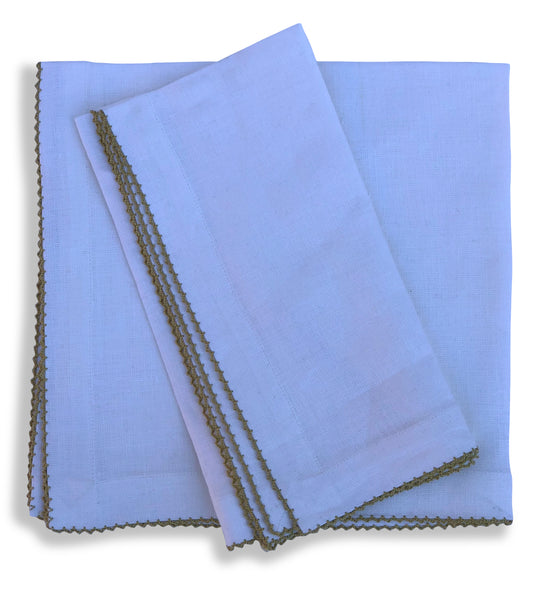 Linen Dinner Napkin with Picot Edge