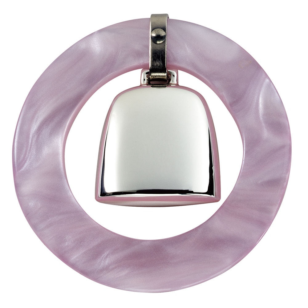 Sterling Teething Ring/Rattle - Pink