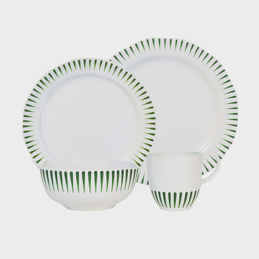 Sitio Stripe Basil 4pc Place Setting