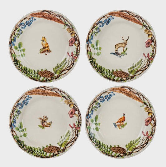 Forest Walk Cafe Au Lait Assorted Dessert/Salad Plates - Set of 4