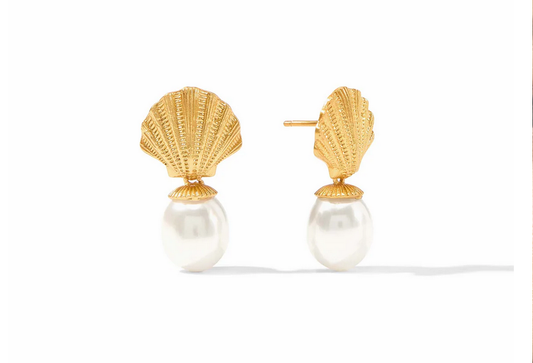 Sanibel Shell Pearl Drop Earring