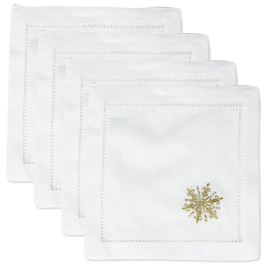 Snowflake Gold Cocktail Napkins