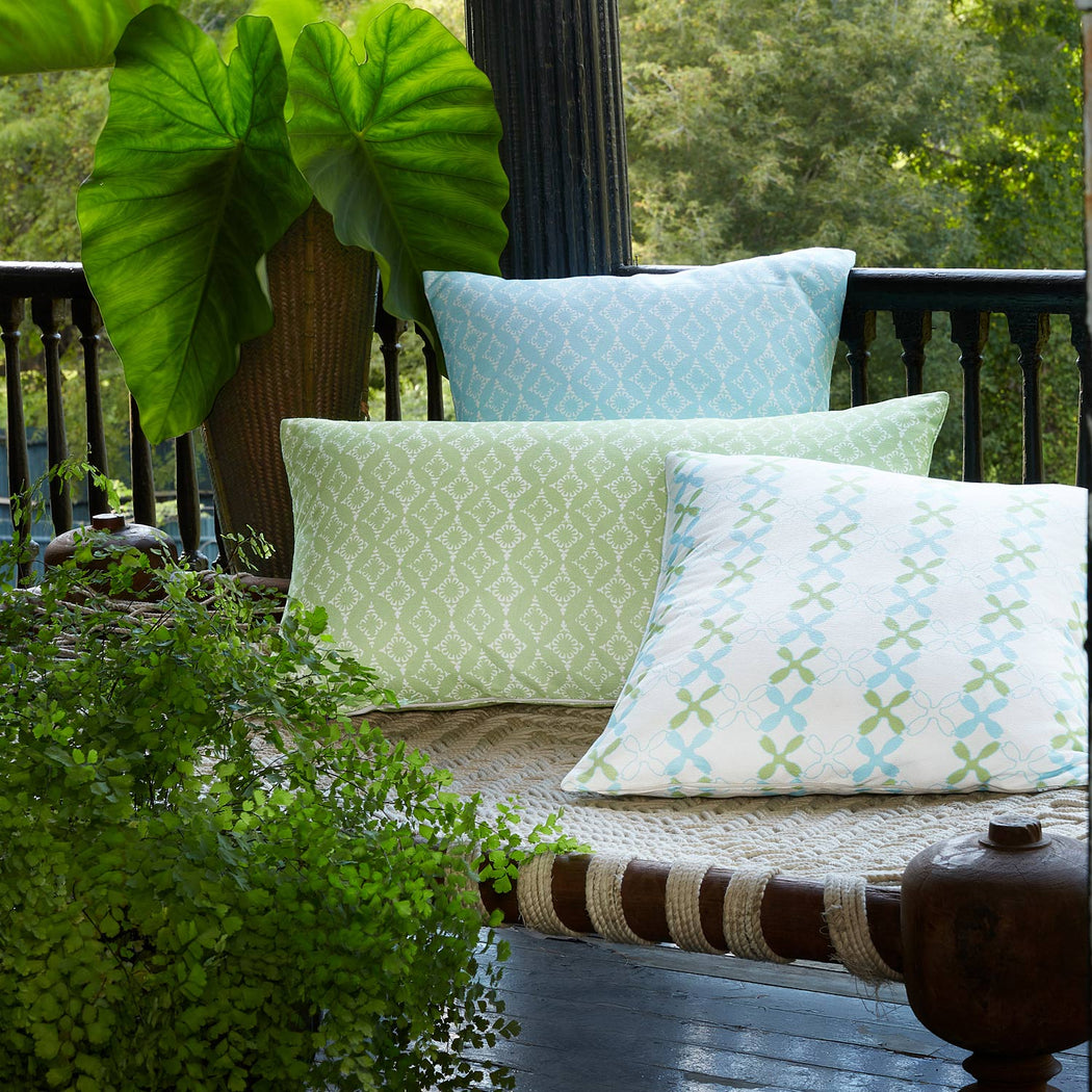 John Robshaw Textiles  Maira Indigo Outdoor Decorative Pillow - Blue -  John Robshaw