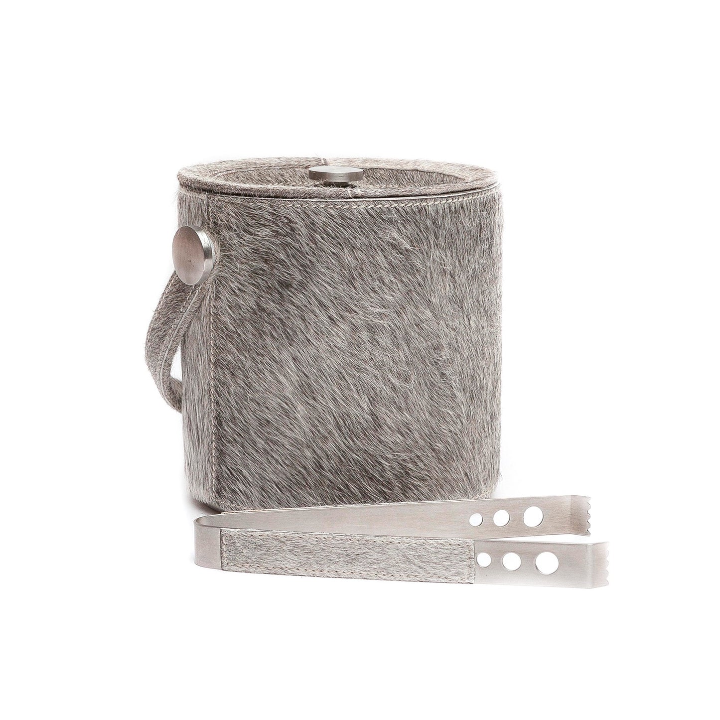 Browmley Gray Ice Bucket w/ Tong RD Cowhide