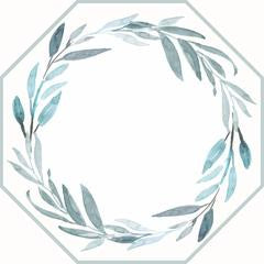 Octagonal Watercolor Leaves Wreath Placemat