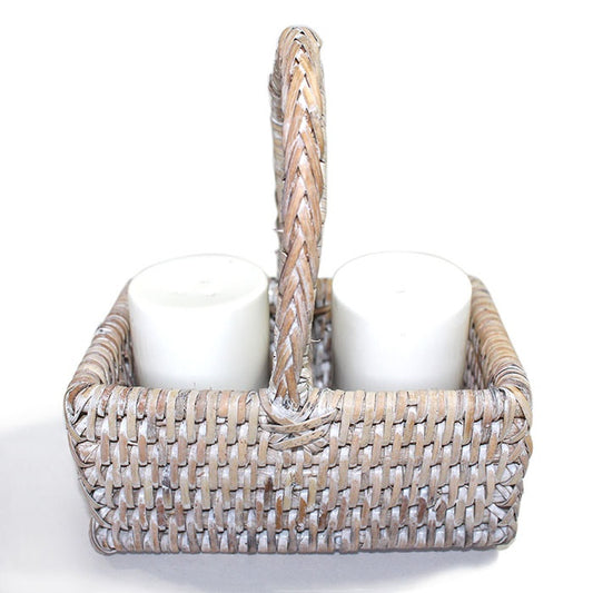 Salt & Pepper Basket - Whitewash