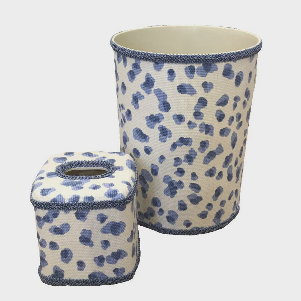 Cheetah Blue Wastebasket