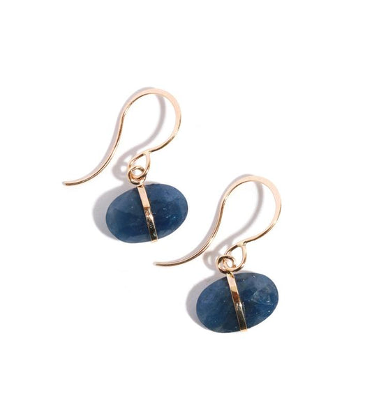 Blue Sapphire Single Drop Earrings