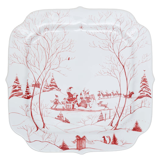 Country Estate Winter Frolic Ruby Santa's Cookie Tray Naughty and Nice List