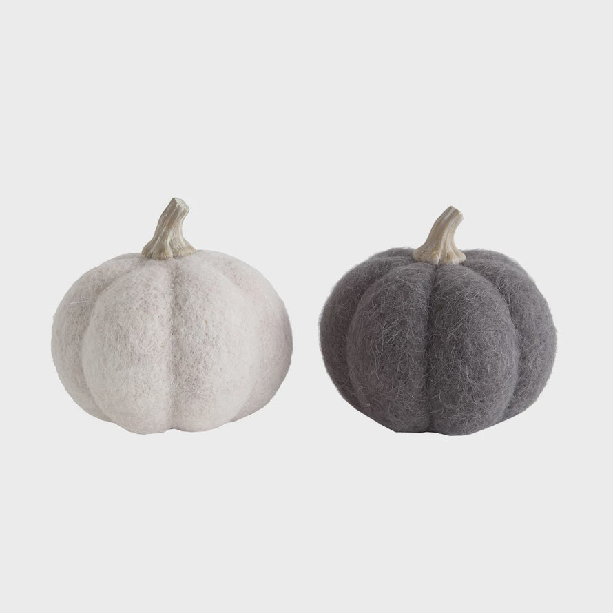 Large Wool Felt Pumpkin with Resin Stem