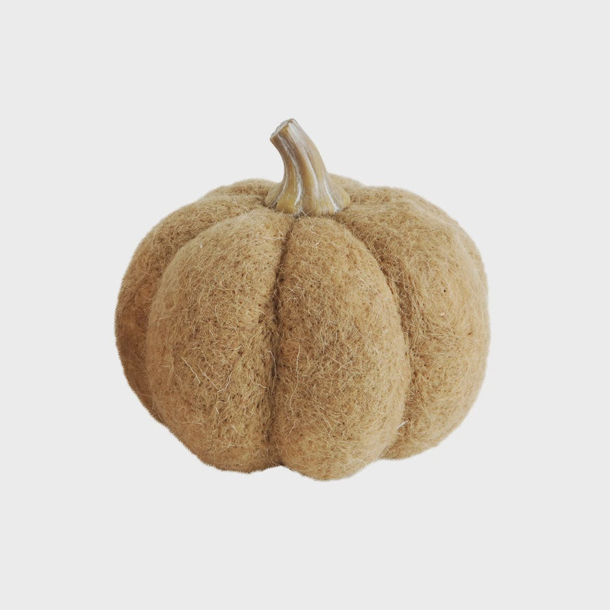 Orange Wool Felt Pumpkin with Resin Stem