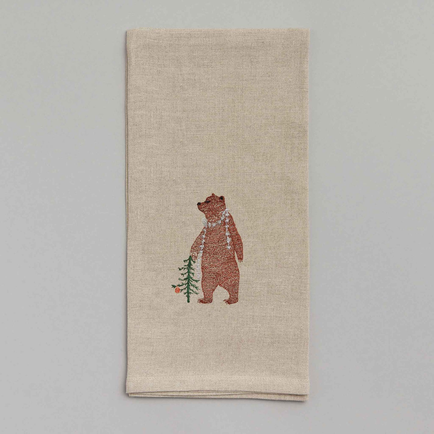 Tea Towel Bear with Tinsel